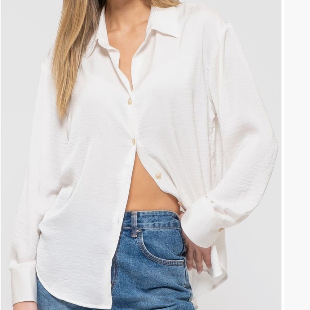 Textured Satin Button-Up Women's Blouse